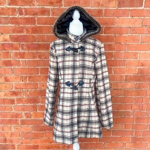 Y2K plaid hooded coat